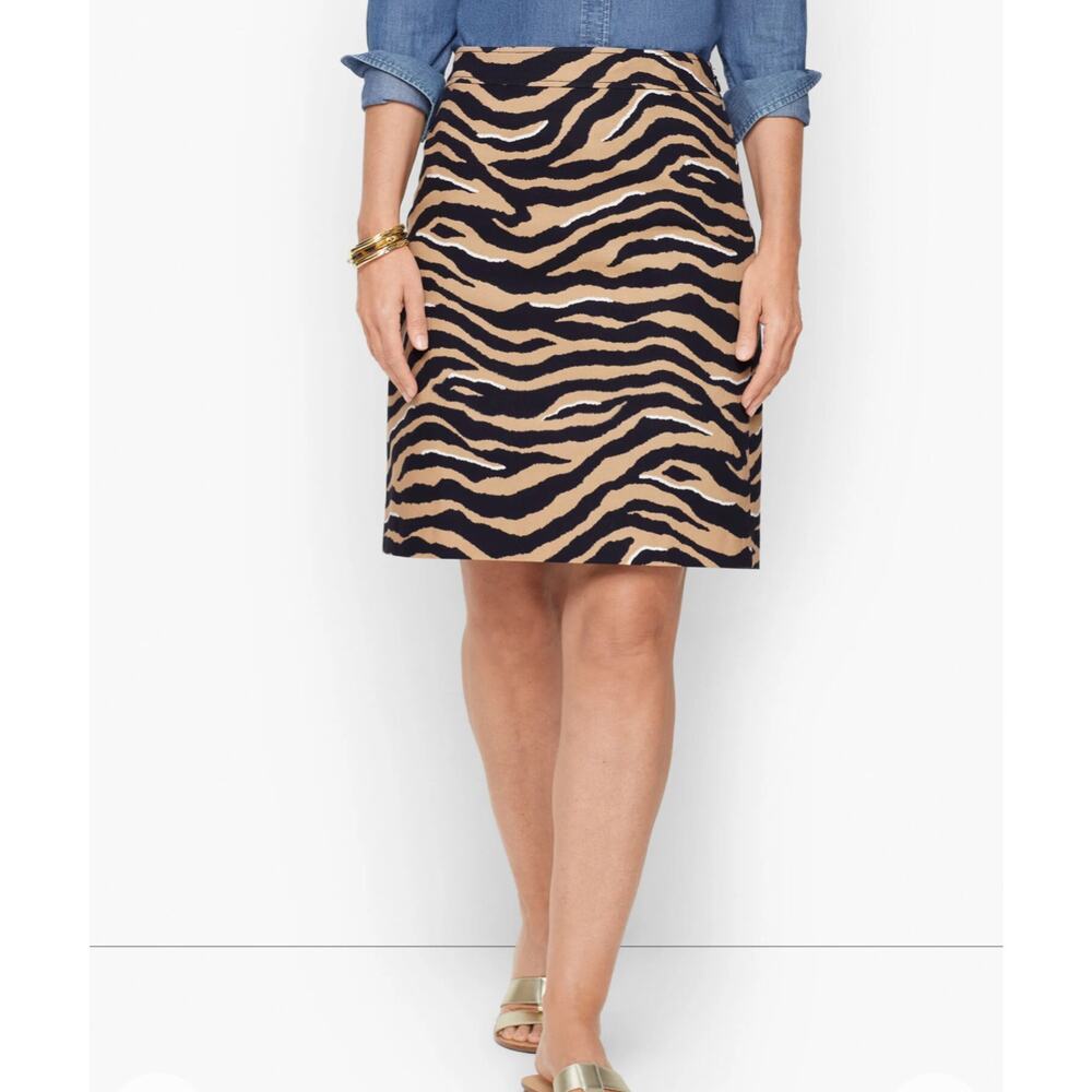 Talbots NWT canvas a line skirt size 14p 14 petite textured zebra print side zip